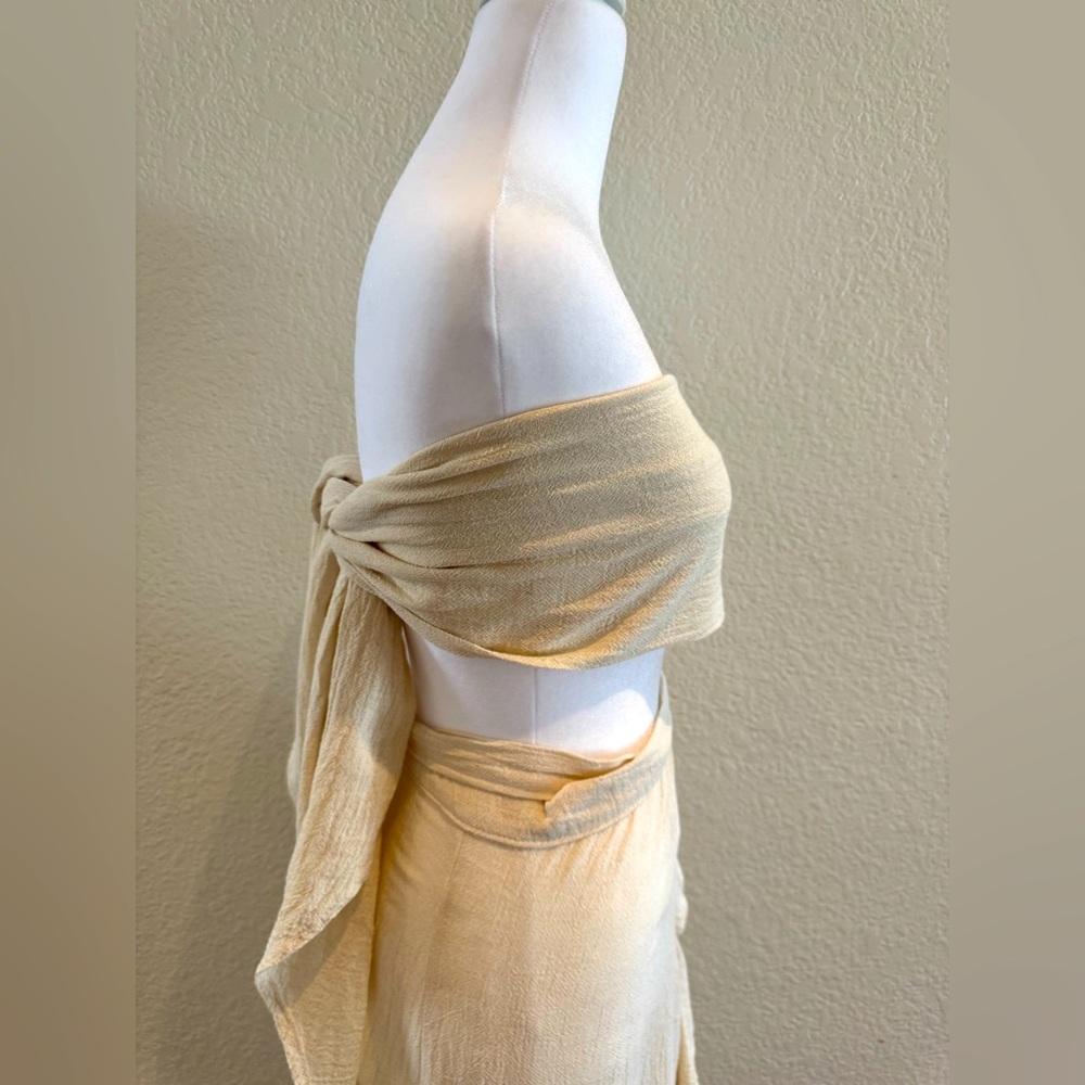 Paralia Mykonos Wrap Skirt & Scarf Top Set – Size Small  in Crudo/Cream - Picture 7 of 14